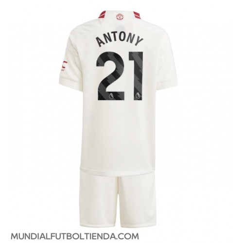 Camiseta Manchester United Antony #21 Tercera Equipación Replica 2023-24 para niños mangas cortas (+ Pantalones cortos)